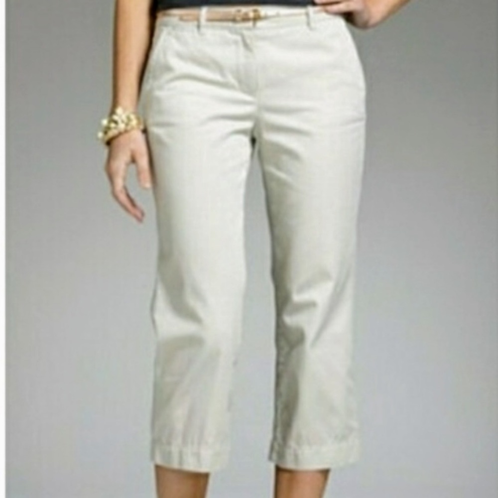 J.Crew Favorite Fit Khaki Stretch Capri Pants Size 8 Classic Neutral Casual